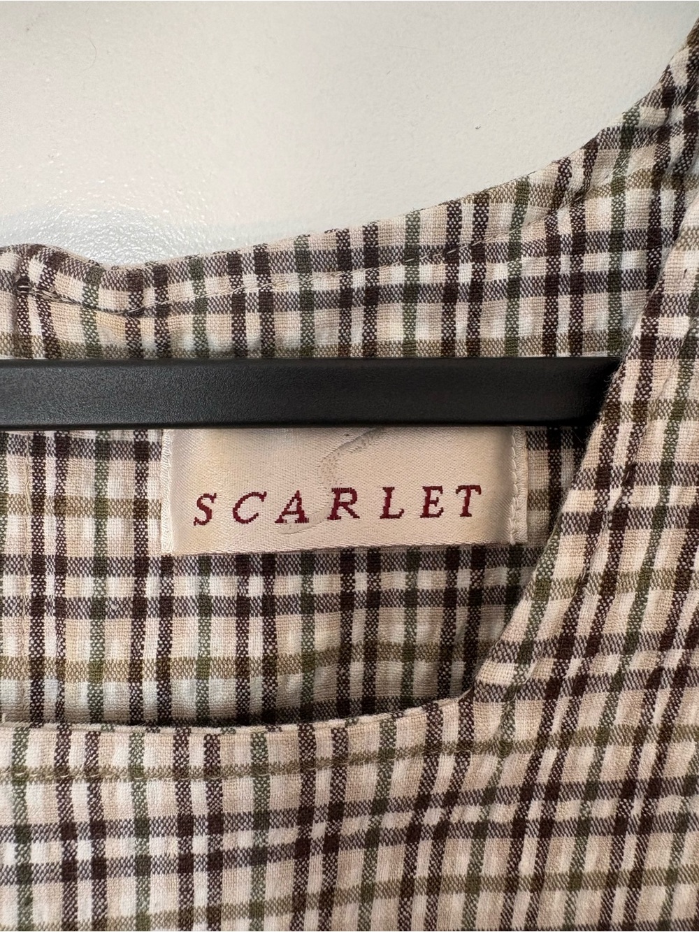 Vintage Scarlet Cotton Checkered Square Neck Dress - Picture 3 of 12